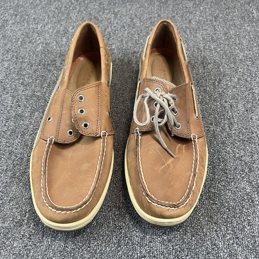 Sperry Top-Sider Billfish Boat Shoes 13M Brown Tan Leather Mesh Nautical Preppy